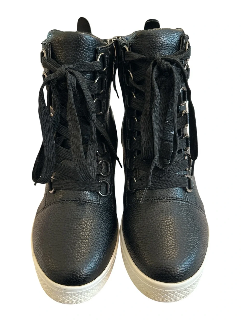 Catherine Malandrino ‘Lorna’ Black Lace Up Wedge Sneaker Boots | Size 7